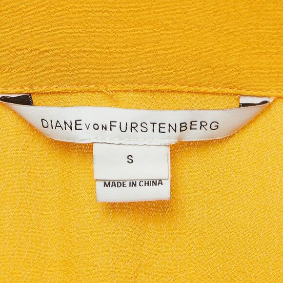 Diane Von Furstenberg Orange Crepe Karin Gathered Sleeve Blouse S - Picture 4 of 4